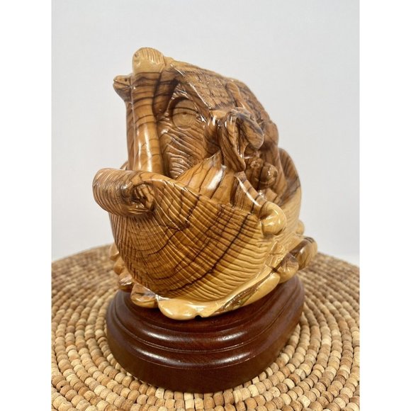 HUGE Intricately Hand Carved Olive Wood Noah's Ark on Wooden Base from Holy Land - Picture 4 of 15